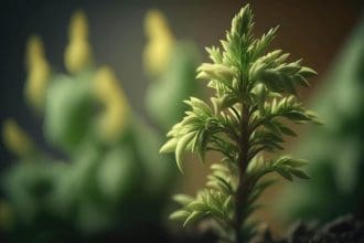small plant growing soil closeup selective focus