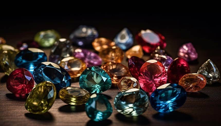 precious gems luxury transparent stones abundance generated by ai