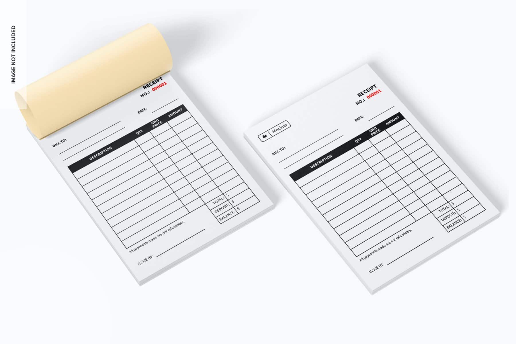 Professional invoice pad design example.