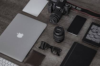 electronics flatlay