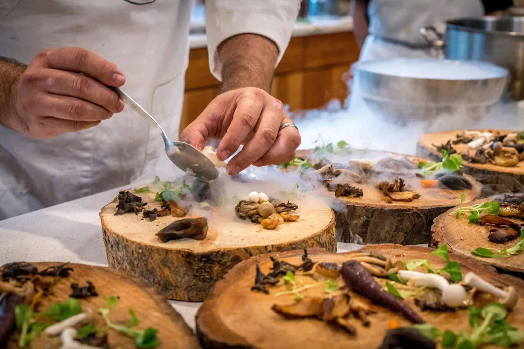 chefs plating dishes